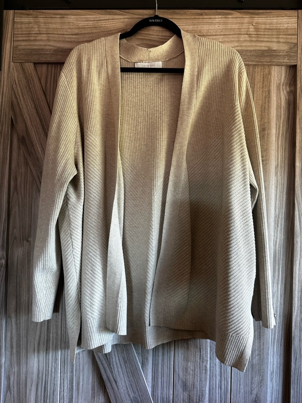 Buy 2 Get 1 Free! Verve Ami Beige Open-Front Ribbed Cardigan Sweater - 3X